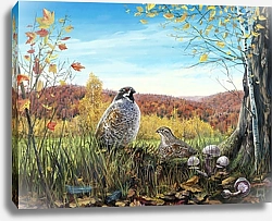 Постер Две птицы в осеннем лесу