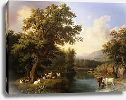 Постер Хаккерт Якоб (Jakob Philipp Hackert) Landschaft mit dem Sanktuarium von Loreto bei Ancona-Marche
