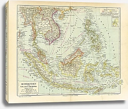 Постер Карта Индокитая и Малайского архипелага, конец 19 в.