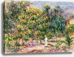 Постер Ренуар Пьер (Pierre-Auguste Renoir) The woman in white in the garden of Les Colettes, 1915