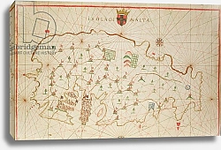 Постер Школа: Итальянская 17в. The Island of Malta, from a nautical atlas, 1646