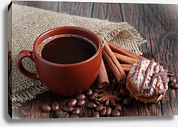 Постер Кофе с корицей и шоколадное печенье 