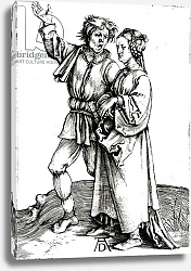 Постер Дюрер Альбрехт (последователи) A rustic couple, engraved by Johannes Wierix, c.1565