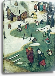 Постер Брейгель  (последователи) Children Playing on the Frozen River, detail from the Census of Bethlehem