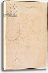Постер Микеланджело (Michelangelo Buonarroti) Sketch of a figure with artist's signature