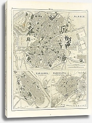 Постер План городов Испании: Мадрид, Сарагоза и Барселона, 1860 г. 1