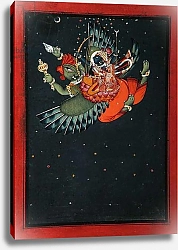 Постер Школа: Индийская 18в On the wings of Garuda: Krishna and Satyabhama fly through the night sky, c.1750