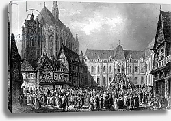 Постер Школа: Французская Exterior view of the courthouse. In “Notre Dame de Paris” by Victor Hugo, engraving from 1844.