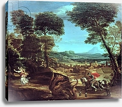 Постер Доменикино Landscape with St.George and the Dragon, c.1610