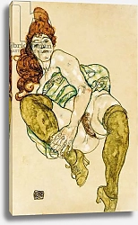 Постер Шиле Эгон (Egon Schiele) Female nude clasping right leg, 1917