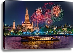 Постер Новогодние фейерверки над храмом Ваит Арун, Бангкок, Таиланд