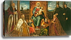 Постер Тинторетто Джакопо Doge Alvise Mocenigo and Family before the Madonna and Child, c.1573