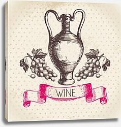 Постер Иллюстрация с кувшином вина