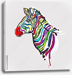 Постер Цветная зебра на сером фоне