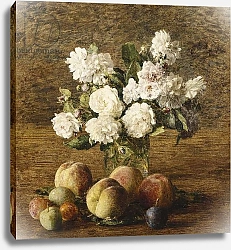 Постер Фантен-Латур Анри Still Life: Roses and Fruits; Nature Morte: Roses et Fruits, 1878