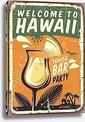 Постер Гавайи, винтажная вывеска тропического бара
