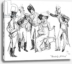 Постер Томсон Хью (грав) 'Tenderly flirting', illustration from 'Pride & Prejudice' by Jane Austen, edition published in 1894
