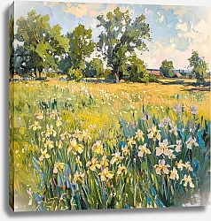 Постер Meadow with white irises