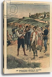 Постер Школа: Французская 20в. Precautions taken to prevent cholera, disinfection at the Serbian border, illustration from 'Le Petit Journal', 1st January 1911