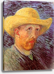 Постер Ван Гог Винсент (Vincent Van Gogh) Автопортрет с соломенной шляпой