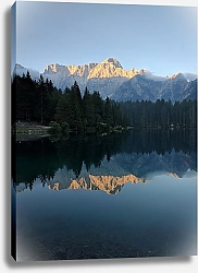 Постер Горы и лес в отражении озера