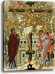 Постер The Crucifixion of Our Lord, Russian icon from the Cathedral of St. Sophia, Novgorod School, 15th century