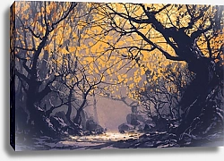 Постер Ночной осенний лес