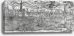Постер Школа: Фламандская 16в. View of Antwerp Harbour, detail of the right hand section, 1515-50