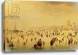 Постер Аверкамп Баренд Skaters on a Frozen River, 17th century