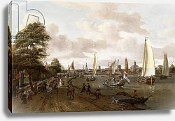 Постер Шторк Абрахам A Panoramic View of Amsterdam with a barge and smallships on the Buiten-Amstel,