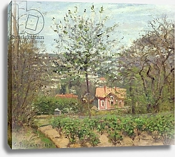 Постер Писсарро Камиль (Camille Pissarro) The Cottage, or the Pink House - Hamlet of the Flying Heart, 1870