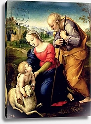 Постер Рафаэль (Raphael Santi) The Holy Family with a Lamb, 1507