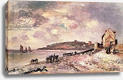 Постер Джонкинд Йохан Seascape with ponies on the beach