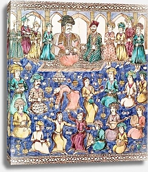 Постер Школа: Персидская 19в. Musicians and dancers at the court of Nasser al-Din Shah Qajar