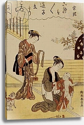 Постер Харунобу Сузуки P.312-1941 A mother dressing her young son in a kimono,