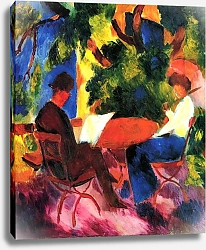 Постер Макке Огюст (Auguste Maquet) Пара за садовым столиком
