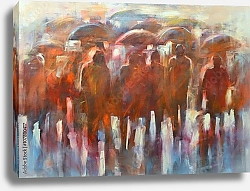 Постер Люди под дождем