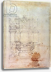 Постер Микеланджело (Michelangelo Buonarroti) Inv. L859 6-25-823. R. Design for a tomb