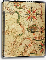 Постер Прунс Пьетро (карты) The south coast of France, Italy and Dalmatia, from a nautical atlas, 1651