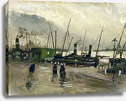 Постер Ван Гог Винсент (Vincent Van Gogh) Набережная с кораблями в Амстердаме, 1885