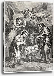 Постер Holy Nativity. Engraved by Jourdain after painting of Rubens, published on L'Illustration Journal Un