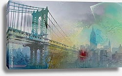 Постер Красочный Манхэттенский мост