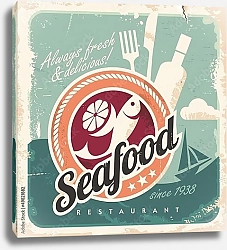 Постер Винтажный плакат для ресторана морепродуктов