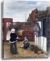 Постер Женщина и ее служанка на внутреннем дворе