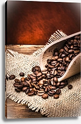 Постер Зёрна кофе на мешковине