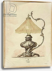 Постер Фаберже Карл Drawing of a silver table lamp with a twisted fluted body in rococo style, House of Carl Faberge