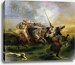 Постер Делакруа Эжен (Eugene Delacroix) Moroccan horsemen in military action, 1832