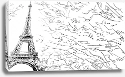 Постер Париж в Ч/Б рисунках #16