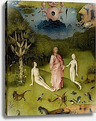Постер Босх Иероним The Garden of Earthly Delights: The Garden of Eden, left wing of triptych, c.1500 2