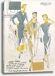 Постер Школа: Французская Sketches and fabric swatches, from 'L'oficiel de la couleur des industries de la mode' 2